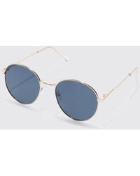BoohooMAN - Round Metal Sunglasses - Lyst
