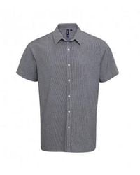 PREMIER - Gingham Short Sleeve Shirt Cotton - Lyst