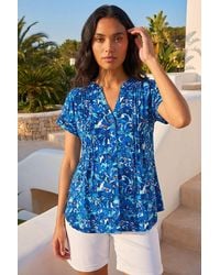 Roman - Floral Print Pintuck Stretch Shirt - Lyst