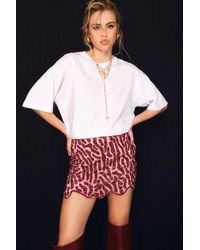Nasty Gal - Zebra Hand Embellished Two Tone Scallop Mini Skirt - Lyst