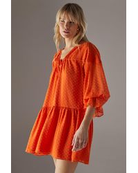 Warehouse - Dobby Chiffon Volume Sleeve Smock Mini Dress - Lyst
