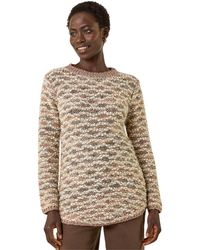 Roman - Metallic Curved Hem Knit Jumper - Lyst