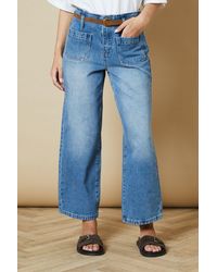 Oasis - Belted Cropped Straight Jean - Lyst