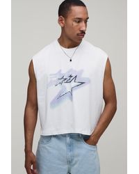 BoohooMAN - Oversized Boxy Star Graffiti Print Tank - Lyst