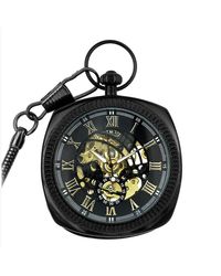 Infinity Leather - Mechanical Vintage Skeleton Square Open-Face Pocket Watch - Lyst