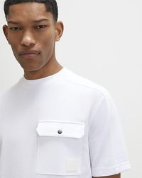 River Island - T-Shirt Slim Fit Textured Pocket Cotton - Lyst