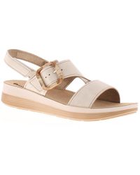 Inblu - Wedge Sandals Inply Touch Fastening Stone - Lyst