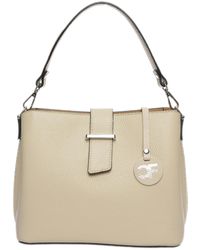 Carla Ferreri - Beige Rundleer Tas - Lyst
