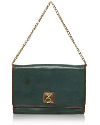 Celine - Vintage Leather Shoulder Bag Green Calf Leather - Lyst
