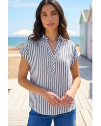 Roman - Stripe Print Button Front Top - Lyst
