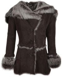 Ashwood Leather - 'Muna' Toscana Long Haired Shearling Jacket With Large Hood - Lyst