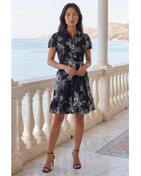 Roman - Petite Floral Print Frill Shirt Dress - Lyst