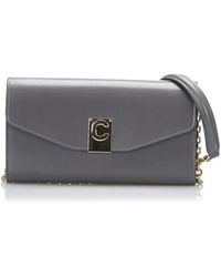 Celine - Vintage C Bag Wallet On Chain Gray Calf Leather - Lyst
