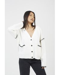 Brave Soul - Contrast Stitch Button Through V-Neck Cardigan - Lyst