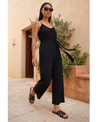 Roman - Petite Textured Cropped Jumpsuit - Lyst