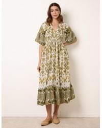 Blue Vanilla - V Neck Border Print Dress - Lyst