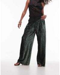 TOPSHOP - Crushed Velvet Wide Leg Trouser With Skinny Waistband - Lyst