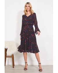 Sosandar - Abstract Floral Print Fit & Flare Dress - Lyst