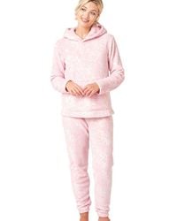 Marlon - Pastel Animal Print Long Sleeve Hooded Pyjama Set - Lyst