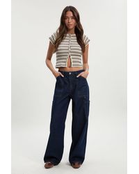 Boohoo - High Waist Loose Fit Carpenter Wide Leg Jean - Lyst