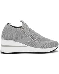 Carvela Kurt Geiger - Trainer Silver Fabric High Rise - Lyst