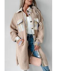 Azura Exchange - Sherpa Fleece Plaid Jacket - Lyst
