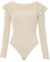 Quiz - Knitted Long Sleeve Bodysuit Cotton - Lyst