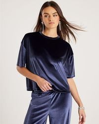 River Island - T-Shirt Velvet Short Sleeve Boxy Cotton - Lyst