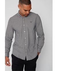 Threadbare - Black 'luca' Cotton Long Sleeve Check Shirt - Lyst