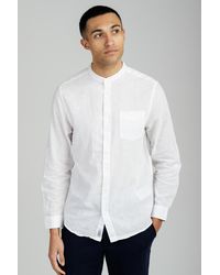 Tokyo Laundry - Linen Blend Long Sleeve Button-Up Shirt With Grandad Collar - Lyst