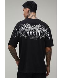 BoohooMAN - Tall Oversized Worldwide Over The Seams Print T-Shirt Cotton - Lyst