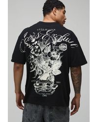 BoohooMAN - Oversized Floral Over The Seams Print T-Shirt Cotton - Lyst