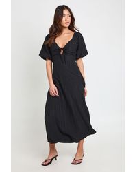 Boohoo - Textured Volume Sleeve Midaxi Dress - Lyst