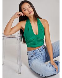Pink Vanilla - Gathered Halter Neck Slinky Top - Lyst
