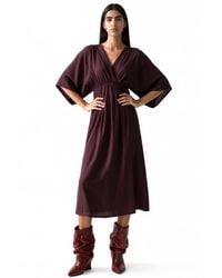 Busem - V-Neck Midi Wrap Dress With Three Quarter Sleeves - Lyst