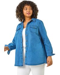 Roman - Curve Button Through Denim Shirt - Lyst