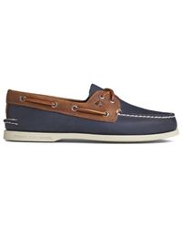 Sperry Top-Sider - 'authentic Original 2 Eye' Navy & Brown Leather Boat Shoe Rubber - Lyst