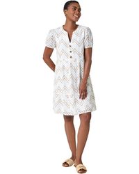 Roman - Zig-Zag Embroidered Cotton Tunic Dress - Lyst