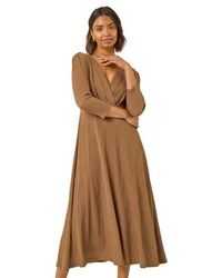 Roman - Textured Wrap Midi Dress - Lyst