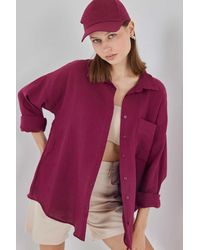 Bigdart - Linen Blended Shirt With Button Closure - Lyst
