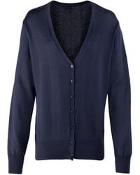 PREMIER - Ladies Button Through Long Sleeve V-Neck Knitted Cardigan - Lyst