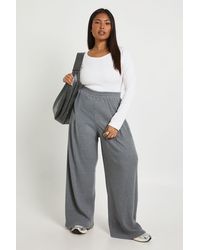 Boohoo - Plus Knitted Cord Wide Leg Pleated Balloon Joggers - Lyst