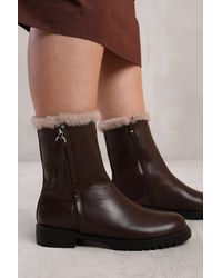 Where's That From - Wide-Fit Faux Fur-Trim Ankle Boots - Lyst