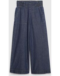 River Island - Wide Leg Jeans Petite Pull On Cotton - Lyst