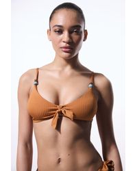 Penti - Solid Knitted Bralette Bikini Top With Ribbon Detail - Lyst