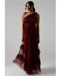 Oasis - Pleated Mesh One Shoulder Tiered Bridesmaids Dress - Lyst