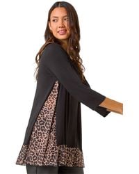Roman - Animal Print Mesh Hem Tunic - Lyst