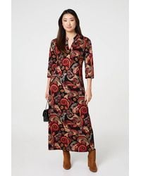 Izabel London - Abstract 3/4 Sleeve Maxi Shift Dress - Lyst
