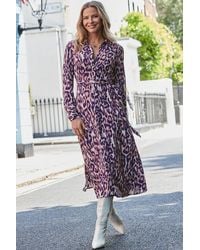 Sosandar - Animal Print Belted Shirt Dress - Lyst