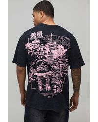 BoohooMAN - Washed Oversized Stencil Back Print T-Shirt Cotton - Lyst
